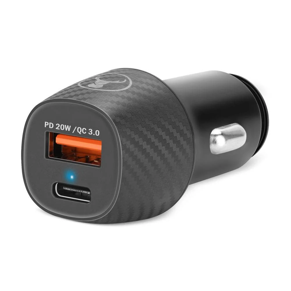 Bonelk Car Charger, Carbon Series, 20W PD USB-C , 18W QC 3.0 USB-A, 20W (Black) - Image 2