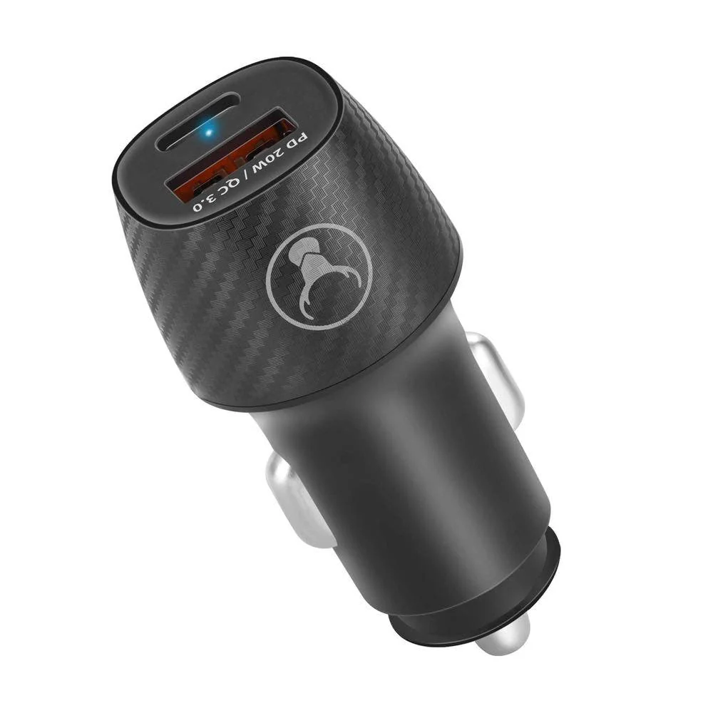 Bonelk Car Charger, Carbon Series, 20W PD USB-C , 18W QC 3.0 USB-A, 20W (Black) - Image 3