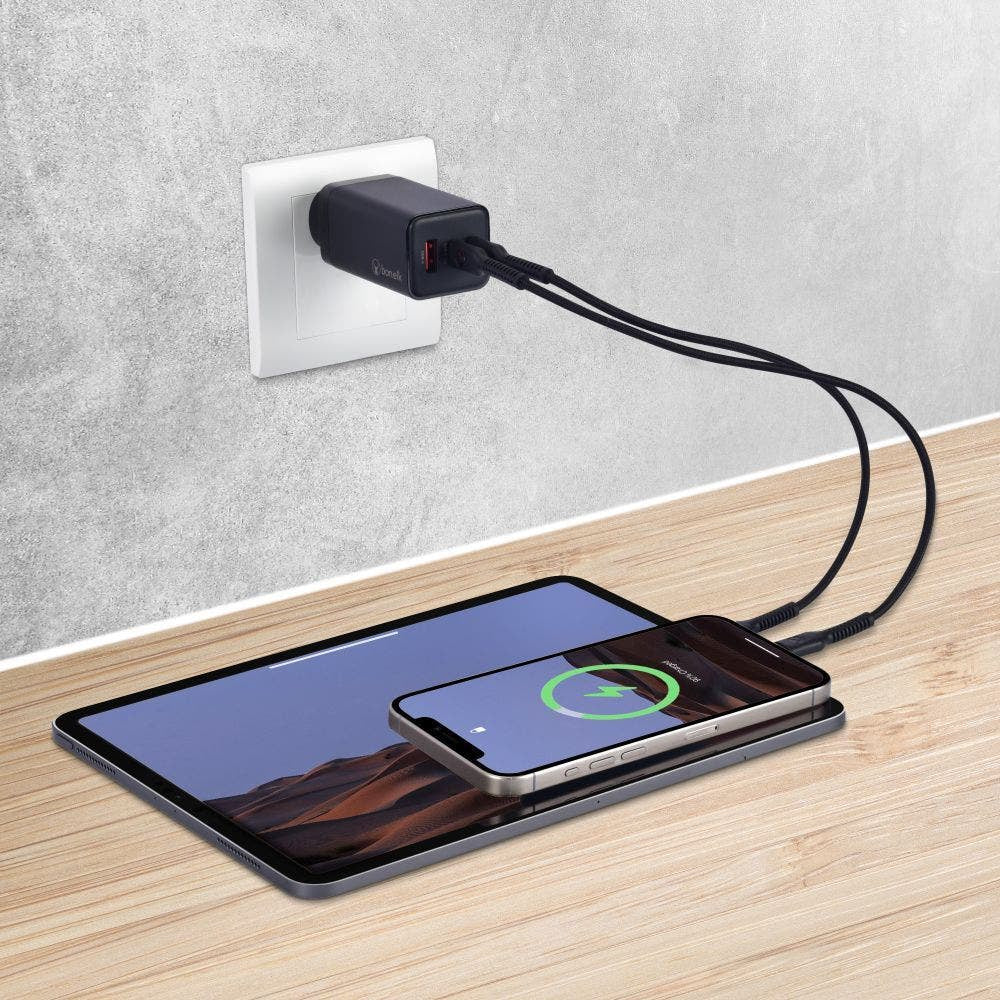 Bonelk Eco Series 65W PD Wall Charger, 3 x USB-C - Black - Image 4