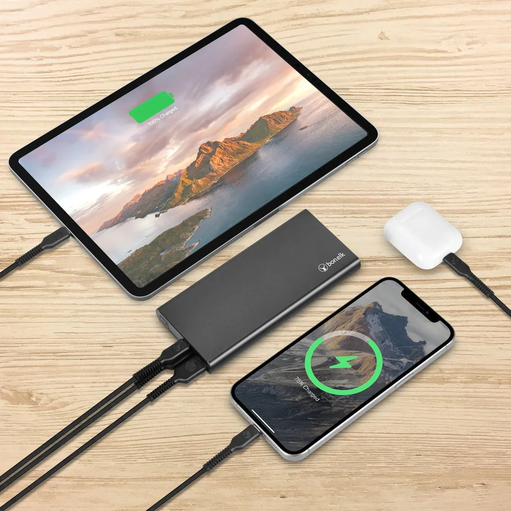 Bonelk Eco Series Slim Power Bank 10,000mAh, PD20W / QC 18W - Black - Image 5