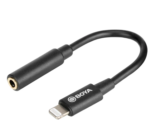 BOYA BY-K3 3.5mm Female TRRS to Male Lightning Adapter Cable 6cm Length - Image 3