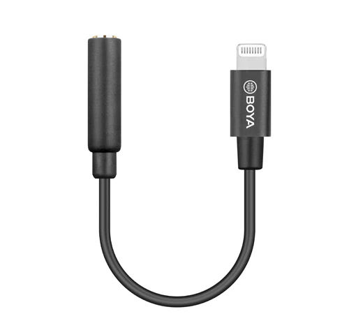 BOYA BY-K3 3.5mm Female TRRS to Male Lightning Adapter Cable 6cm Length - Image 4