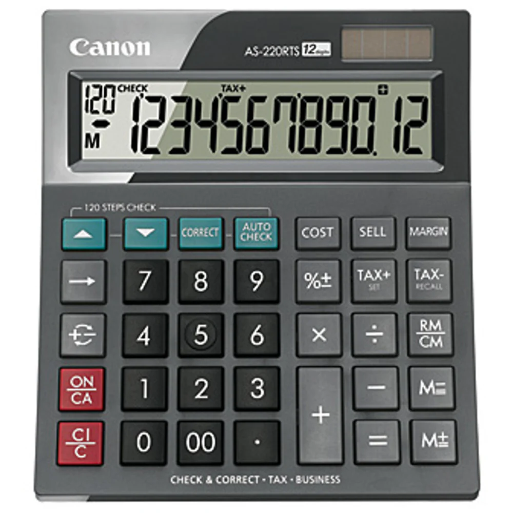 Canon AS220RTS Desktop Calculator Stylish 'Arc' Modern Design Body - 12 Digit