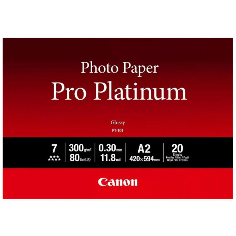 Canon PT101A2 High Gloss Photo Paper Pro Platinum A2 300 GSM- 20 Pack
