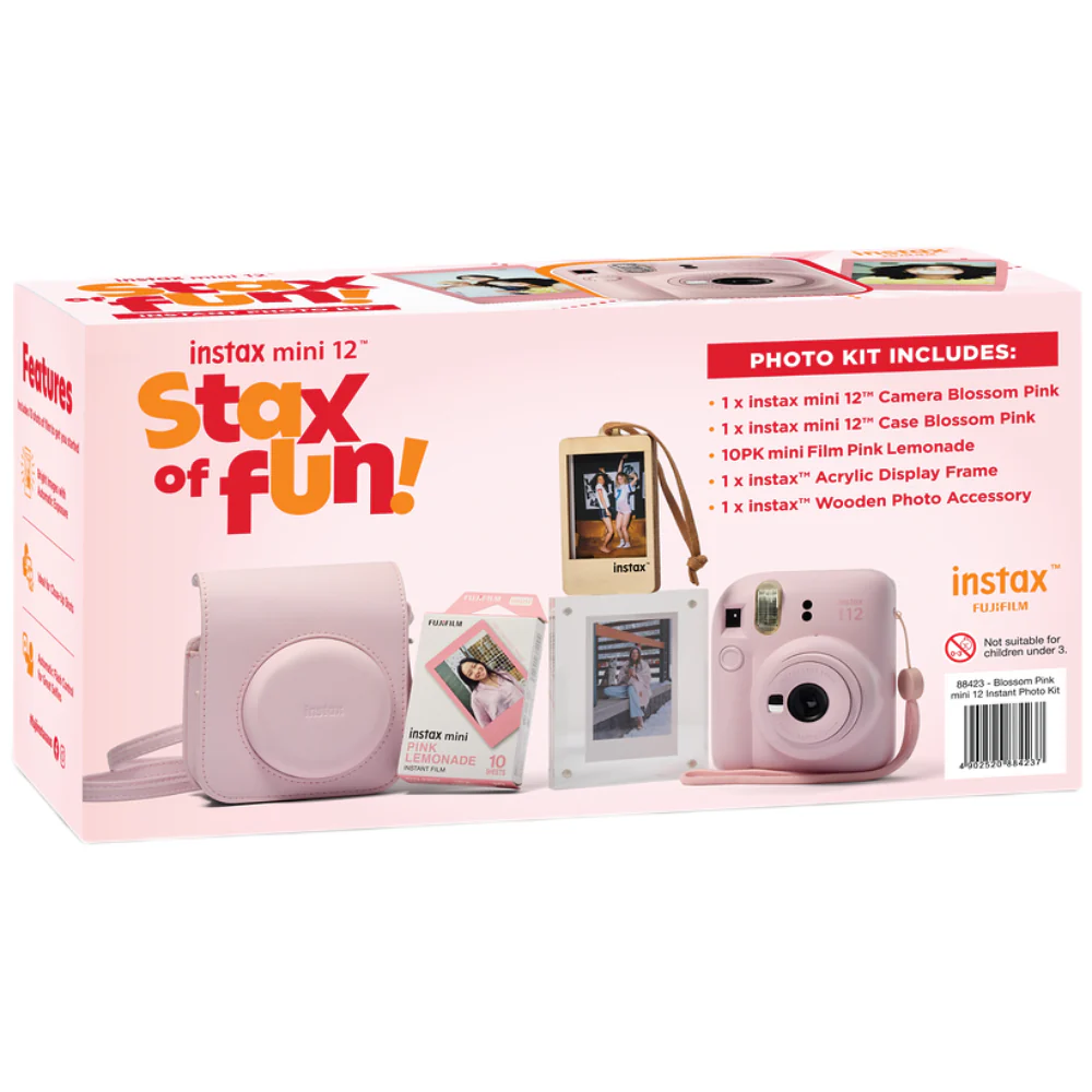 Fujifilm Instax Mini 12 with Case, Novelty Film, Acrylic Photo Frame and Recycled Wood Ornament/Tag - Blossom Pink - Image 3