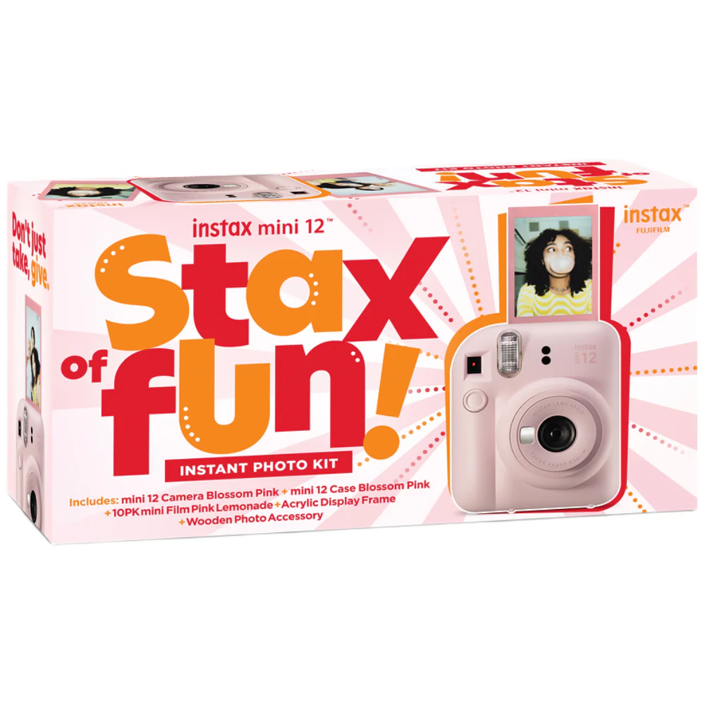 Fujifilm Instax Mini 12 with Case, Novelty Film, Acrylic Photo Frame and Recycled Wood Ornament/Tag - Blossom Pink - Image 4
