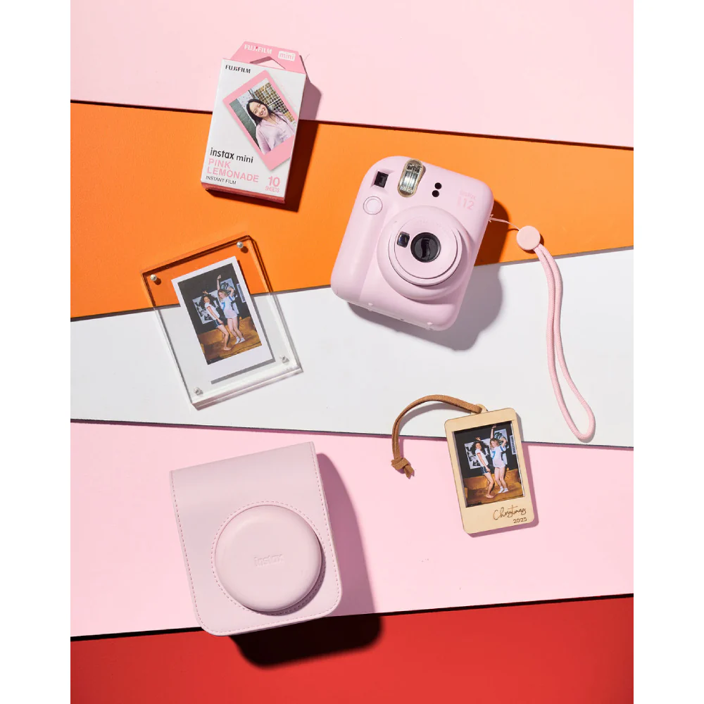 Fujifilm Instax Mini 12 with Case, Novelty Film, Acrylic Photo Frame and Recycled Wood Ornament/Tag - Blossom Pink - Image 5