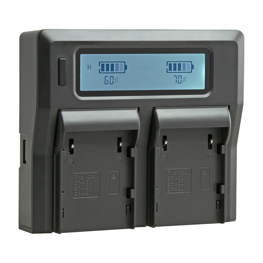 Jupio Dedicated Duo Charger with LCD for Canon BP-A30/BP-A60 Batteries - Image 2