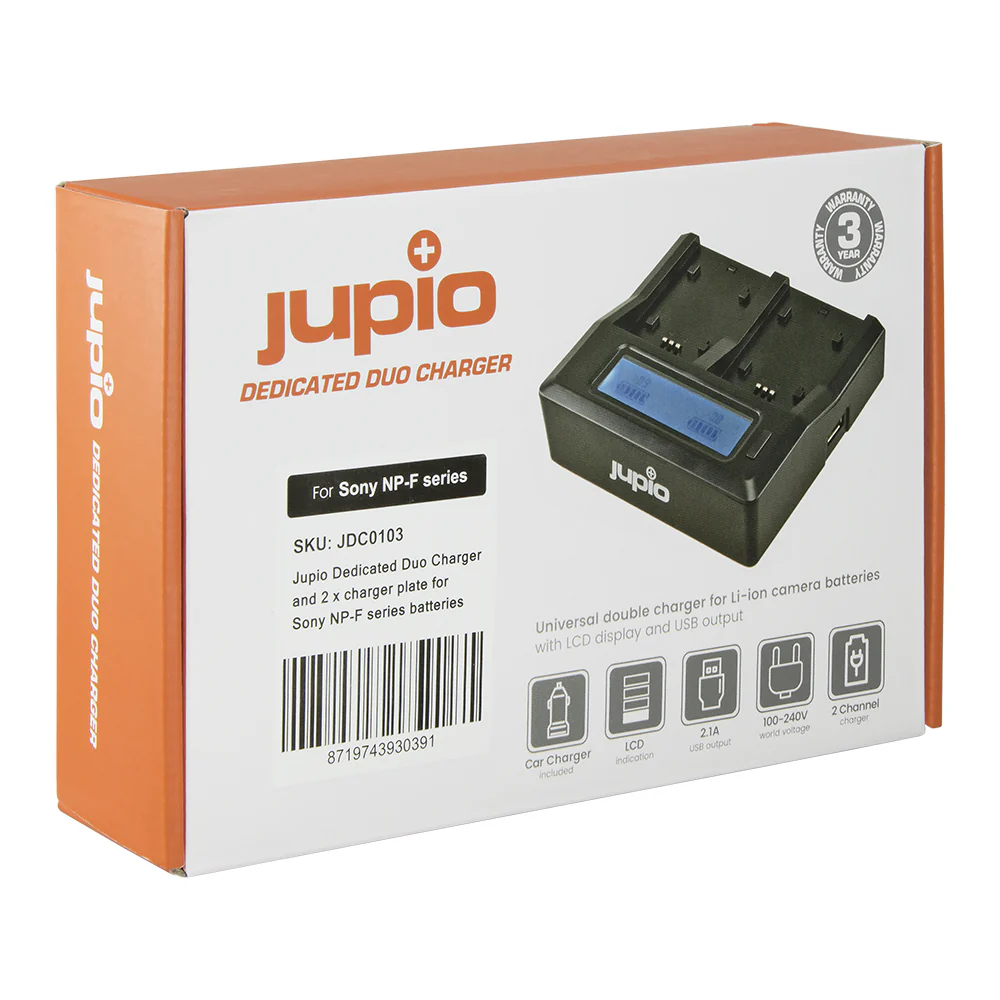 Jupio Dedicated Duo Charger with LCD for Sony NP-F Series Batteries - Image 2