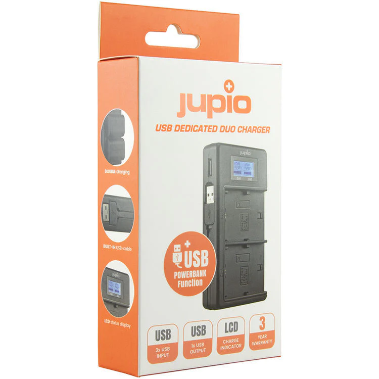 Jupio Dedicated Duo USB Charger with LCD for Canon LP-E8 Batteries - Image 2