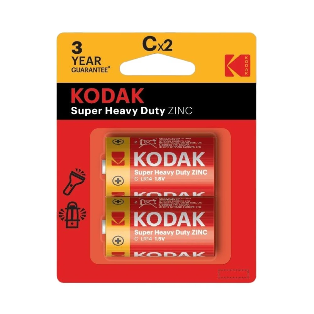 Kodak Batteries Super Heavy Duty Zinc C 2 Pack