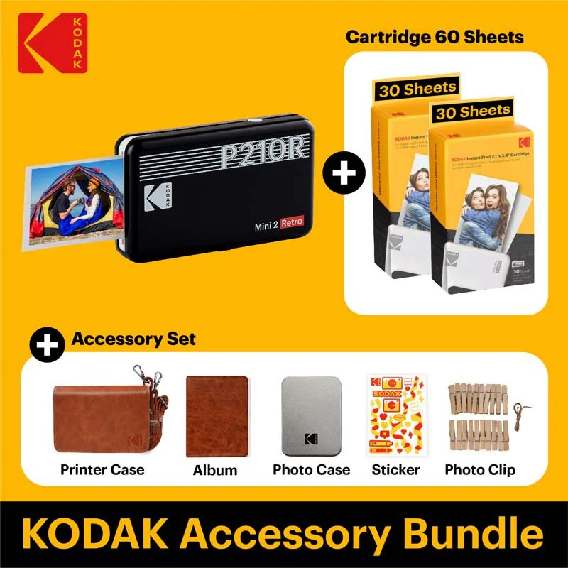 Kodak Instant Camera Mini Shot 2 Retro Cartridge + Accessories Bundle - White - Image 8