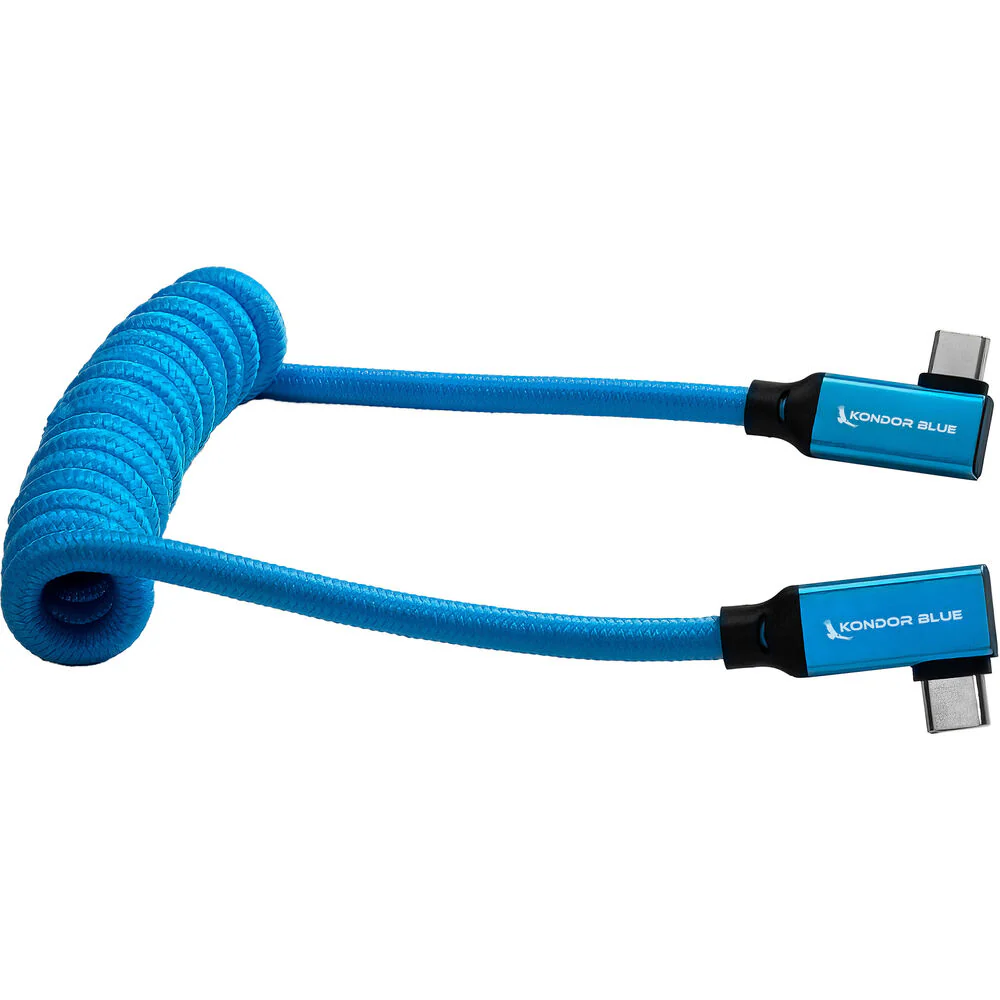 Kondor Blue 12 to 24" Coiled USB-C Right Angle Braided Cable - Image 5