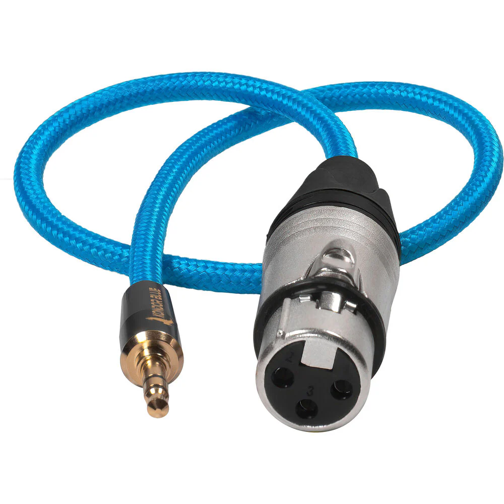 Kondor Blue Braided Female XLR to 3.5mm TRS Male Audio Cable (17", Blue) - Image 3