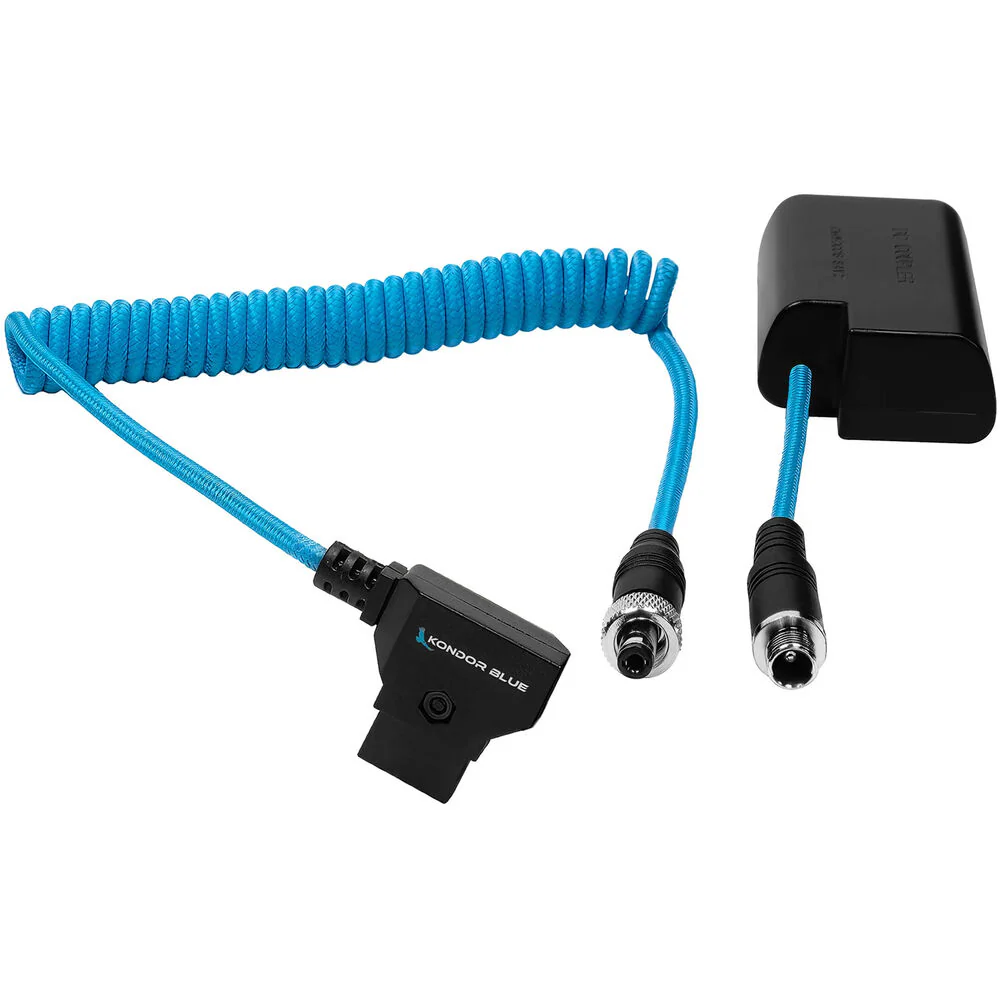 Kondor Blue Coiled D-Tap to BLJ31 Type Dummy Battery Cable (20 to 36") - Image 2