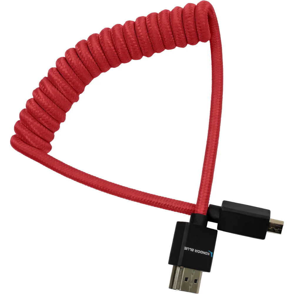 Kondor Blue Coiled Micro-HDMI to HDMI (12 to 24", Cardinal Red) - Image 2
