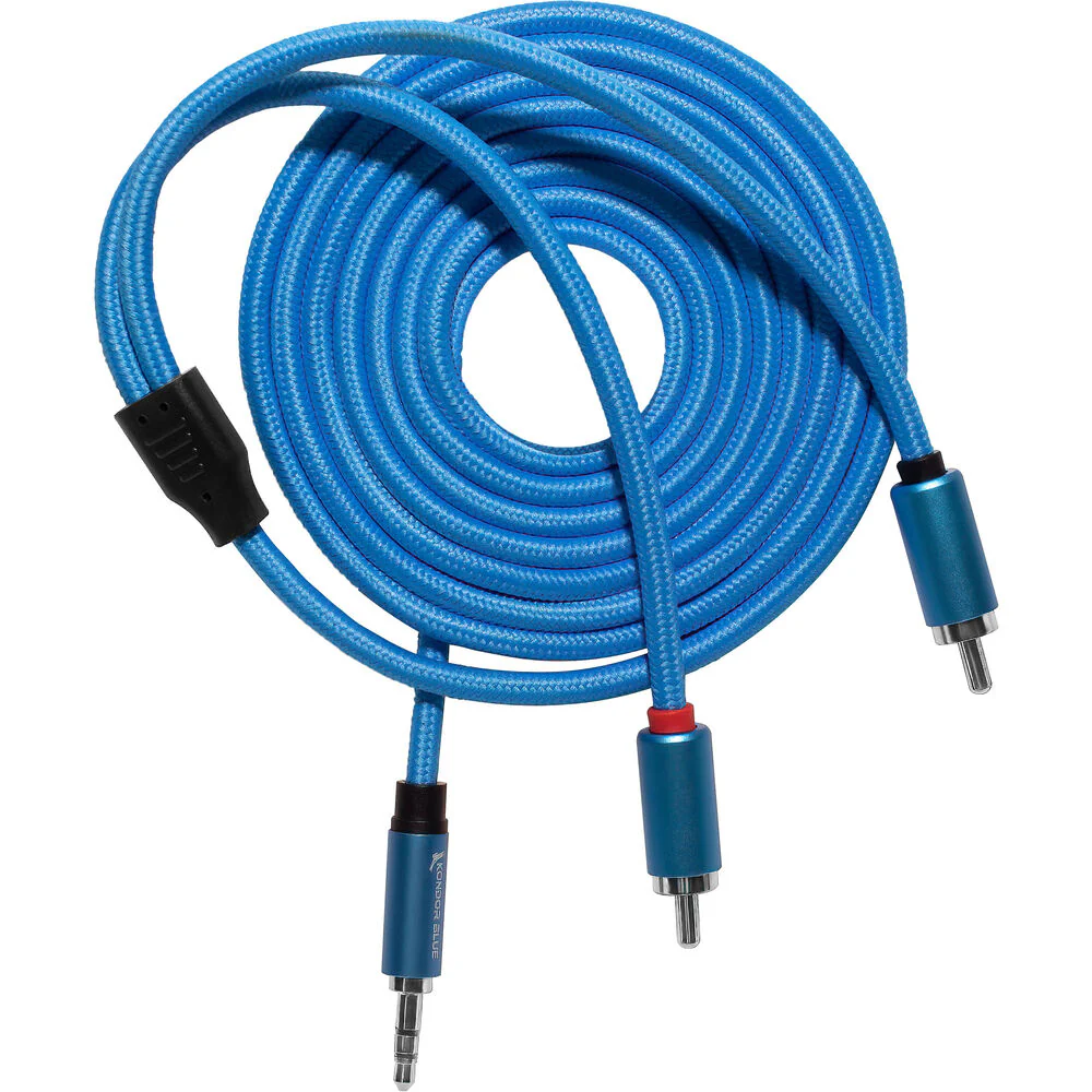 Kondor Blue Dual Male RCA to 3.5mm Stereo TRS Audio Cable (6') - Image 3