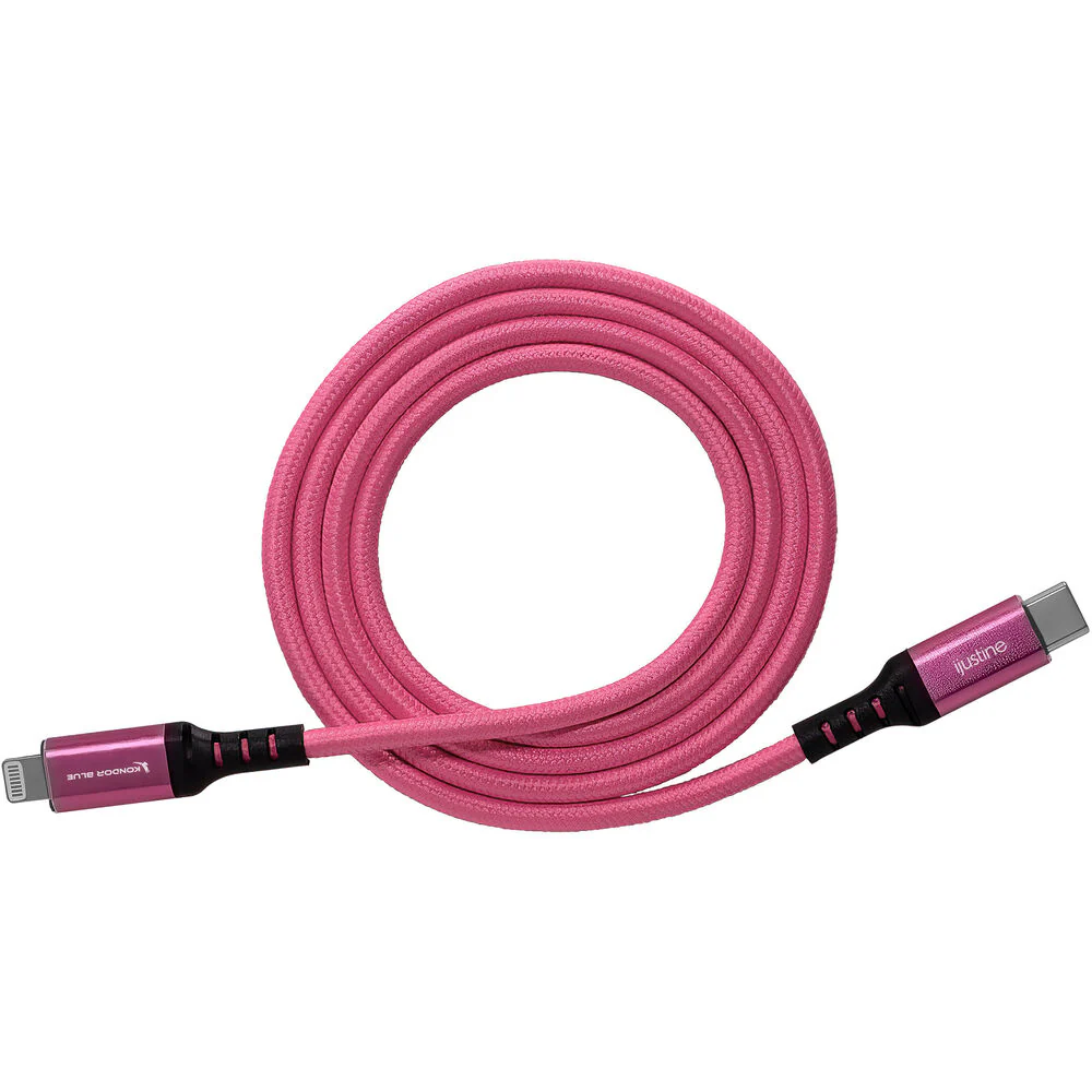 Kondor Blue iJustine Lightning to USB-C Charge & Sync Cable (3.3', Pink) - Image 2