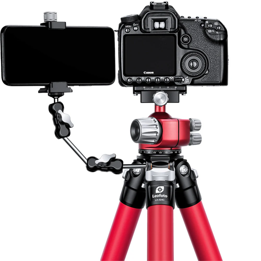 Leofoto LA-324C Athena Series 4 Section Water Resistant Carbon Fibre Tripod with Red LH-40LR (Lever Release) Ball Head - Image 5