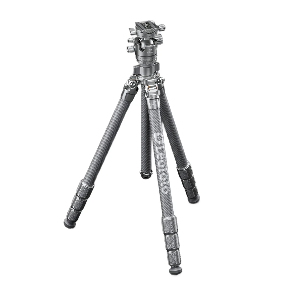 Leofoto LG-284C Silver 4 Section Water Resistant Carbon Fibre Tripod with LH-36R Ball Head - Image 3