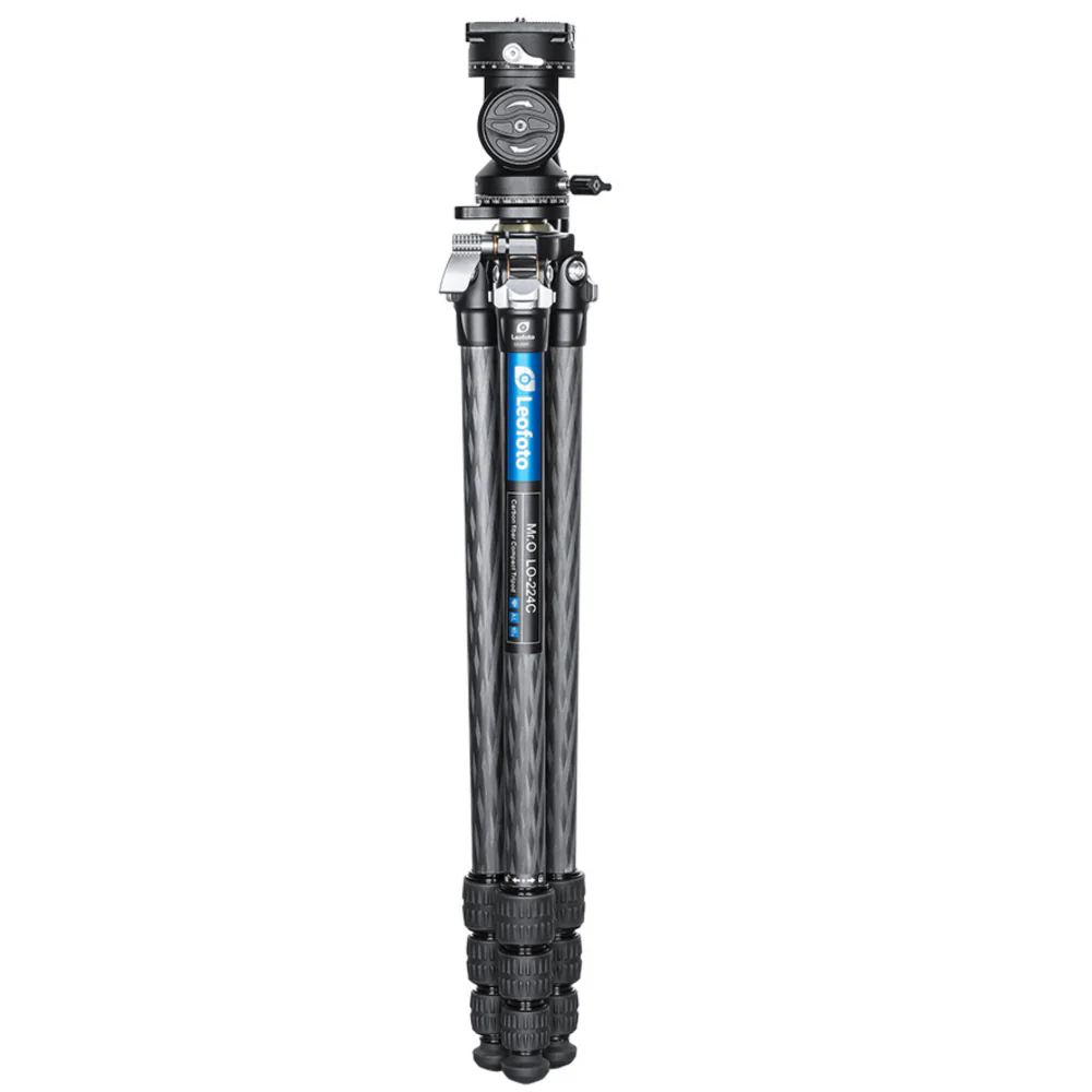 Leofoto LO-224C MR.O Series 4 Section Levelling Centre Column Carbon Fibre Tripod with BV-1R Video Head and BVL-01 Conversion Plate - Image 6
