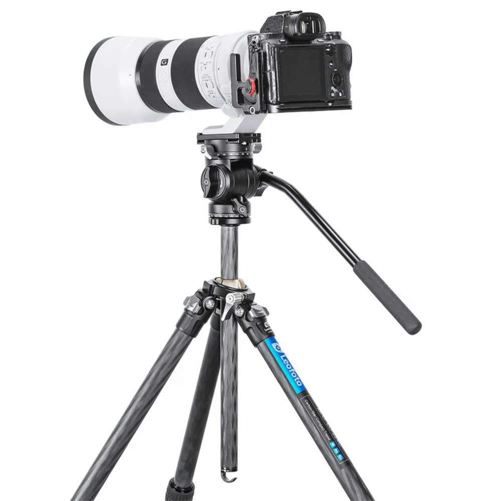 Leofoto LO-224C MR.O Series 4 Section Levelling Centre Column Carbon Fibre Tripod with BV-1R Video Head and BVL-01 Conversion Plate - Image 7