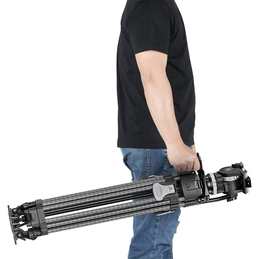Leofoto LVF-163C+FH-10 Professional Carbon Fibre Video Tripod with Fluid Video Head - Image 10