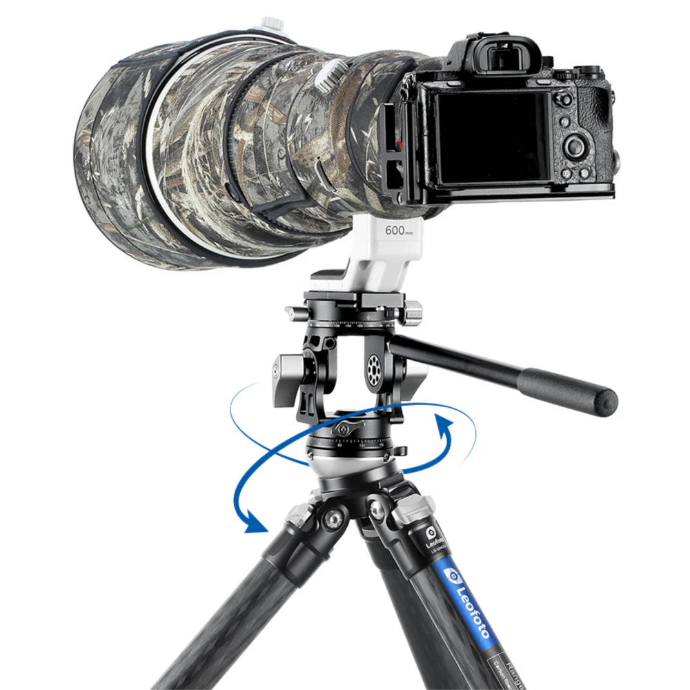 Leofoto VH-30R 2-Way Monopod Head with Panning Clamp and PU-100D Plate - Image 7