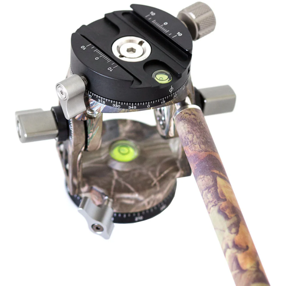 Leofoto VH-30R 2-Way Monopod Head with Panning Clamp and PU-100D Plate - Camouflage - Image 4