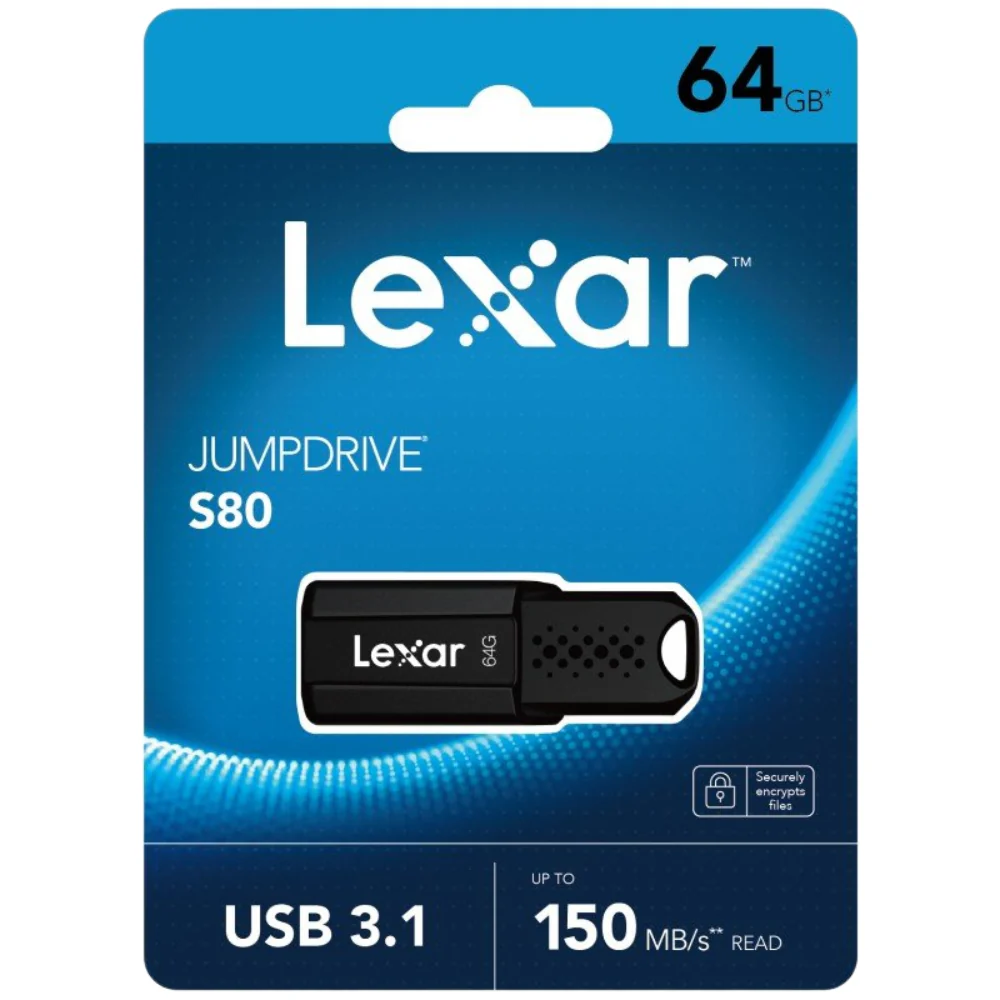 Lexar 64GB JumpDrive S80 USB 3.1 Flash Drive, Up To 150MB/S Read
