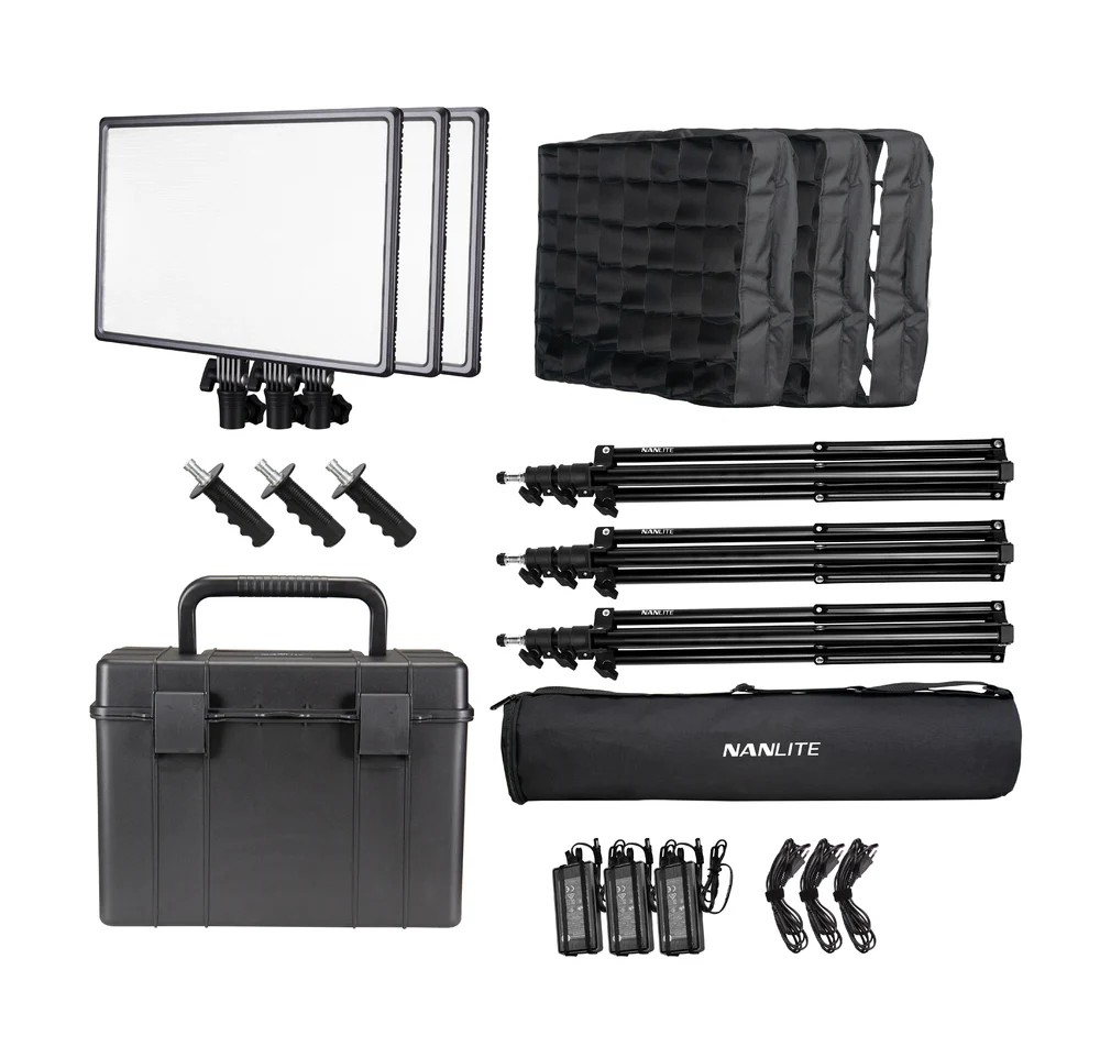 Nanlite Lumipad 25 soft LED panel 3KIT with batteries chargers stands grids and hard case - Image 2
