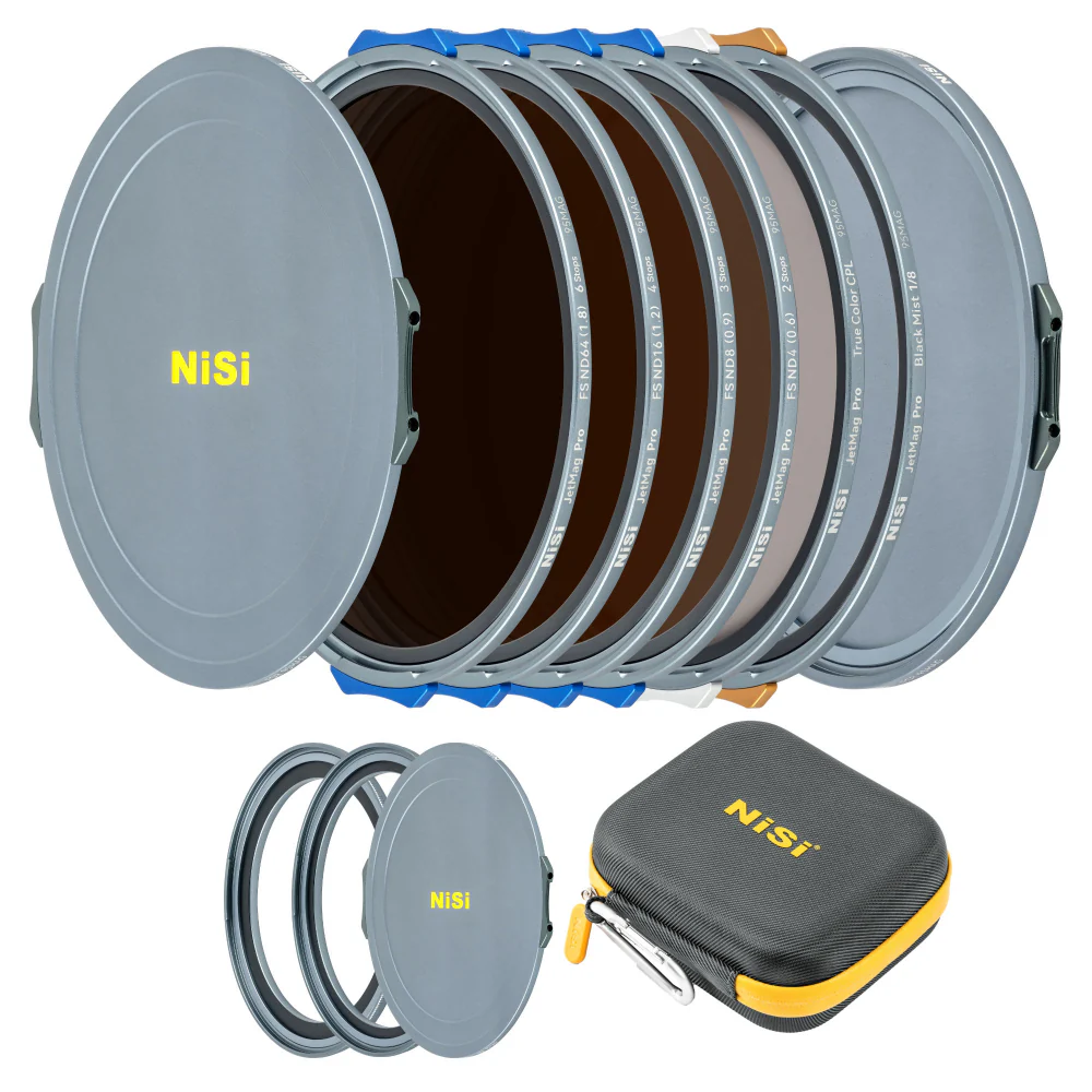 NiSi JetMag Pro Cinema Kit 95MAG Magnetic Filter Kit (FS ND 2 Stop, FS ND 3 Stop, FS ND 4 Stop, FS ND 6 Stop, TC CPL, Black Mist 1/8, 86mm/95mm Adaptors, Two Front Caps, Back Cap, Caddy Pouch) - Image 3