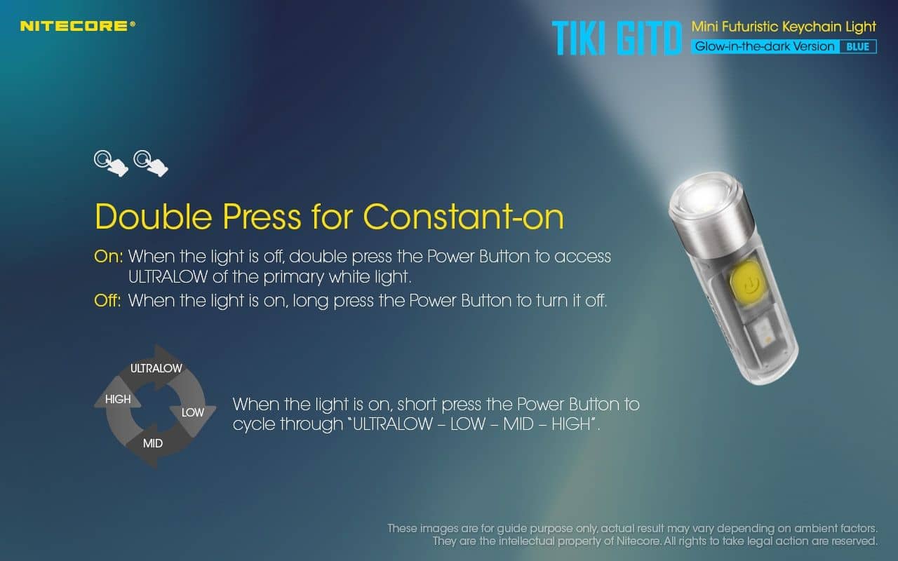 Nitecore TIKI GITD Blue glow in the dark 300 lumen keychain light - Image 16
