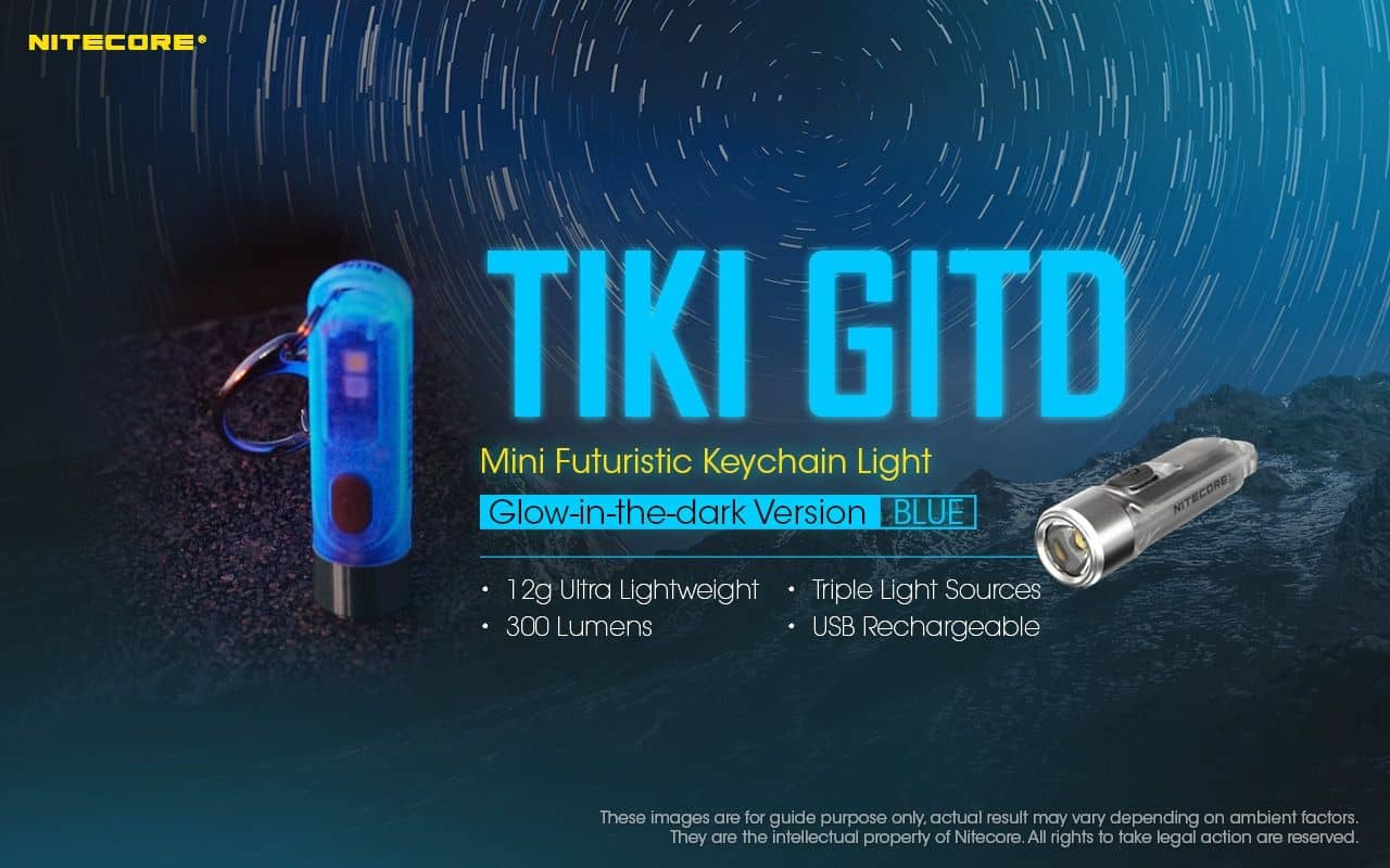 Nitecore TIKI GITD Blue glow in the dark 300 lumen keychain light - Image 6