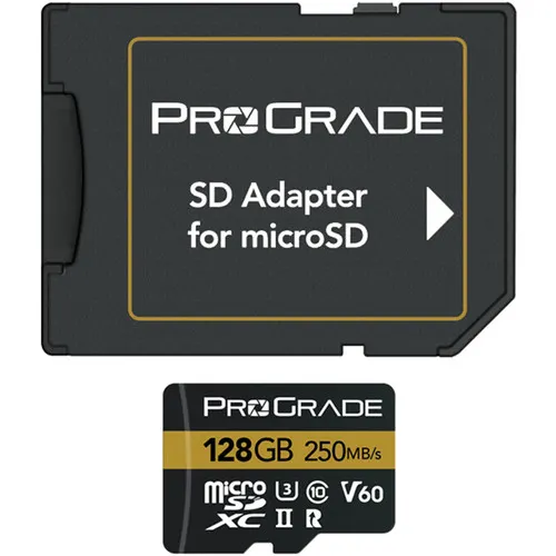 ProGrade Digital 128GB microSDXC UHS-II 250MB/s Gold Memory Card with Adapter - V60 - Image 2