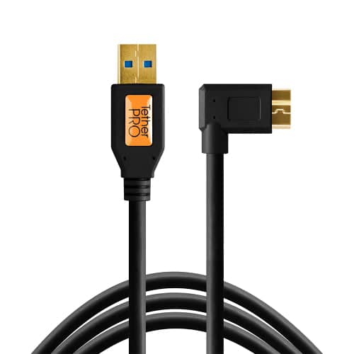 Tether Tools Tetherpro Micro B USB 3 Right Angle Adapt 4.6m Black