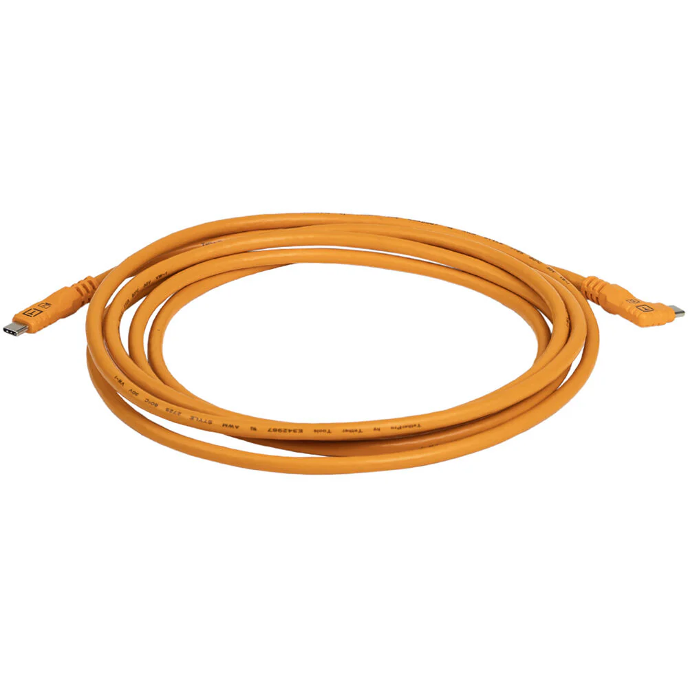 Tether Tools TetherPro Optima 10G USB-C 3m Straight to Right - Orange - Image 2