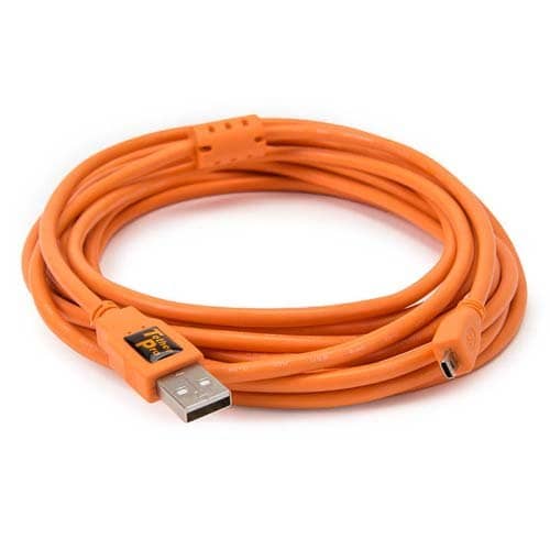 Tether Tools TetherPro USB 2 Male to Mini-B 8-Pin 4.6m - Hi-Vis Orange