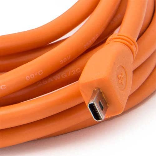 Tether Tools TetherPro USB 2 Male to Mini-B 8-Pin 4.6m - Hi-Vis Orange - Image 2