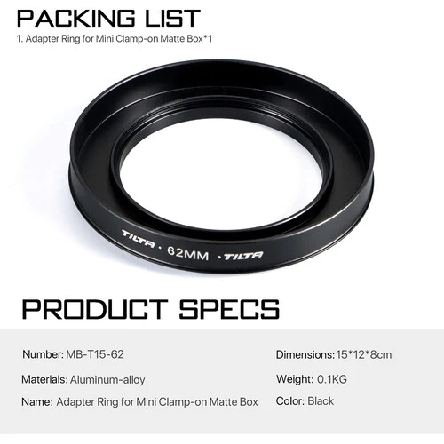 Tilta 62mm Lens Attachments for MB-T15 Mini Clamp-on Matte Box - Image 3
