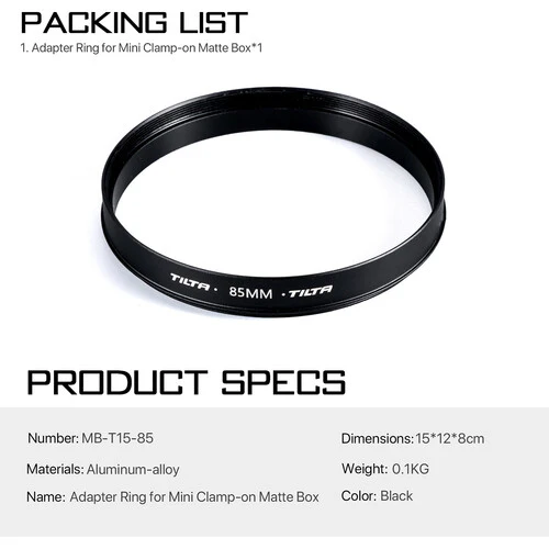 Tilta 85mm Lens Attachments for MB-T15 Mini Clamp-on Matte Box - Image 3