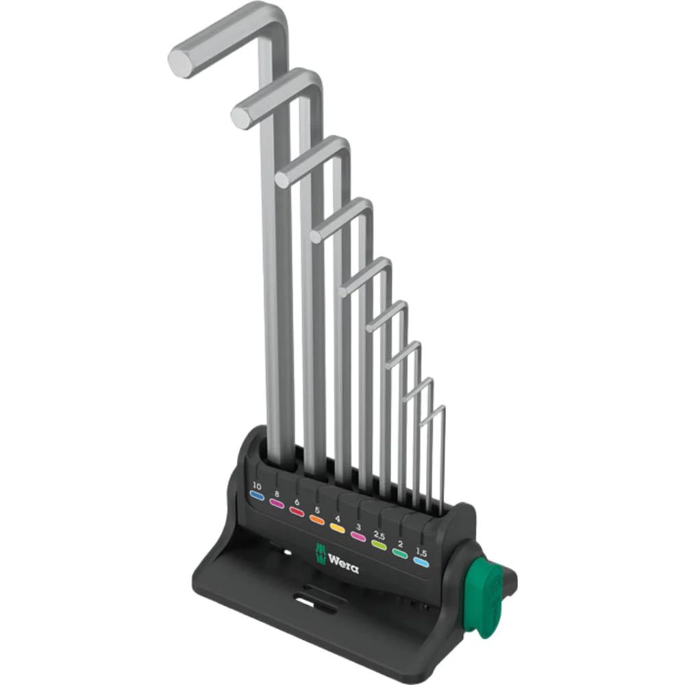 Wera 950/9 Hex-Plus 8 L-Key Set Metric Chrome-Plated Frame 9 Peice