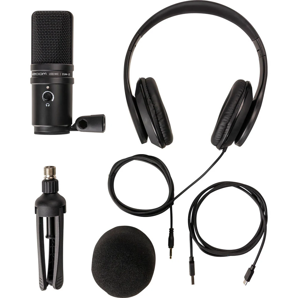 Zoom ZUM-2 Podcast Mic Pack with ZUM-2 Mic, Headphones, Desktop Stand, Cable & Windscreen - Image 2